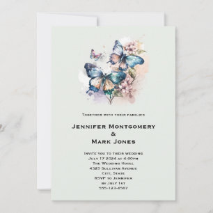Invitation Belle papillons et Mariage de fleurs