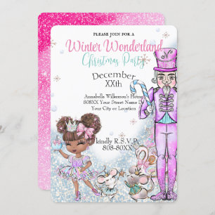 Invitation Belle Parties scintillant Doll Nutcracker Noël Fêt