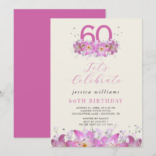 Invitation Belle Parties scintillant Florale Anniversaire