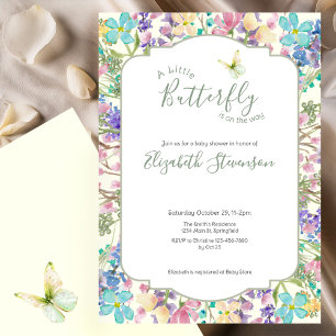 Invitation Belle Petite Papillon Fleurie Baby Shower 