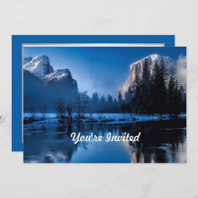 Invitation Belle photo Blue Yellowstone (Devant / Derrière)