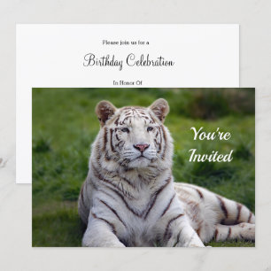 Invitation Belle photo de tigre blanc Anniversaire