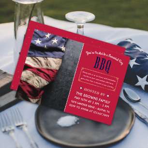 Invitation Belle photo personnalisée Rustic Memorial Day BBQ