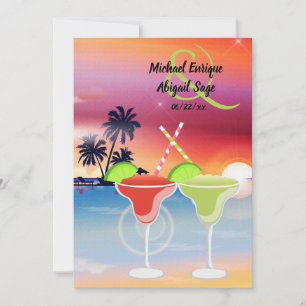 Invitation Belle plage Sunset Margarita Love Mariage