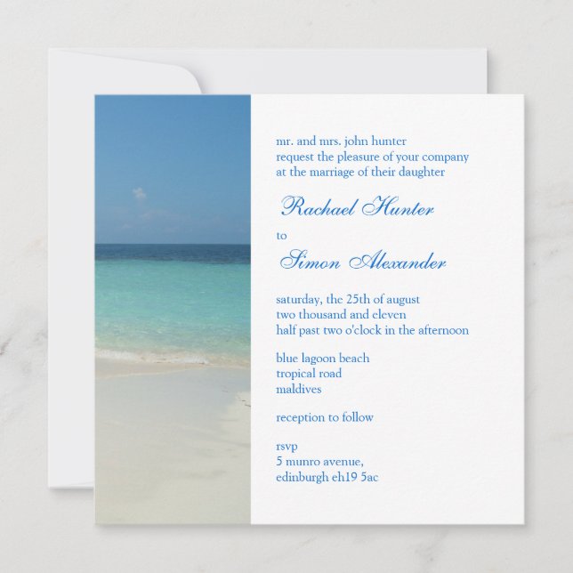 Invitation Belle Plage Tropicale Mariage (Devant)