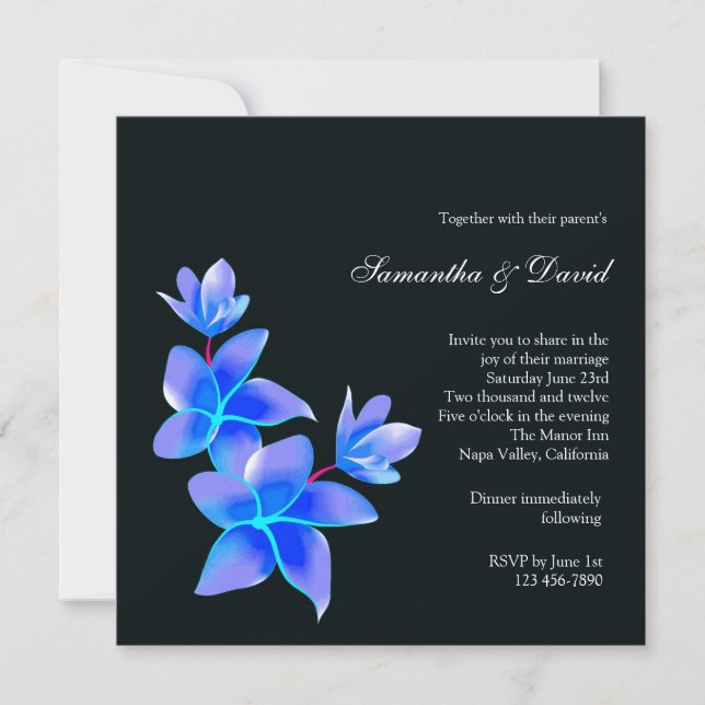 Invitation Belle Plumeria bleue (Devant)