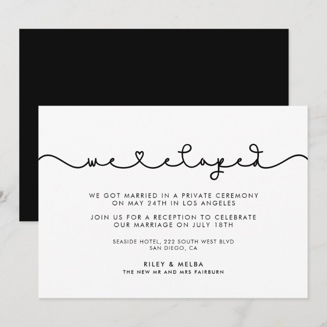 Invitation Belle police de coeur de connexion Nous avons quit (Devant / Derrière)