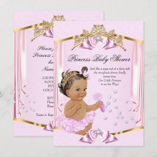 Invitation Belle Princesse Baby Shower Rose Or Brunette