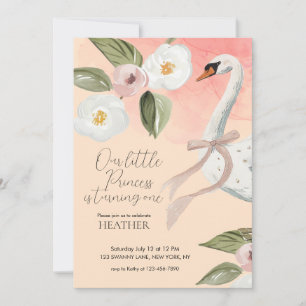Invitation Belle Princesse Cygne Enchantée Premier Anniversai