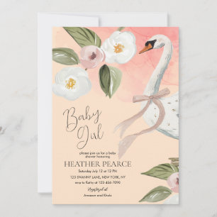 Invitation Belle Princesse Cygne Fille Enchantée Baby Shower