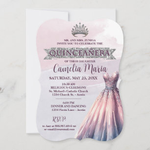 Invitation Belle Quinceanera Anniversaire Aquarelle Invitatio