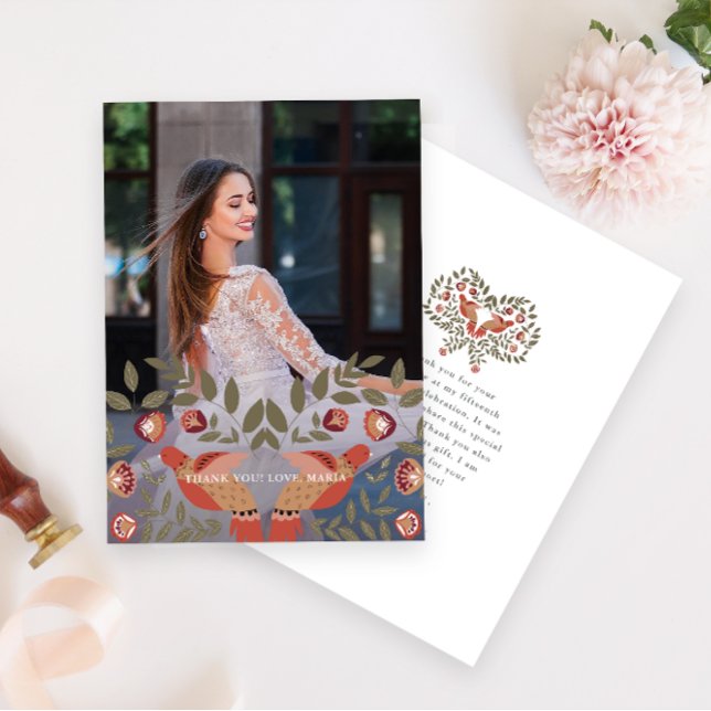 Invitation Belle Quinceanera Fiesta Merci Photo (Créateur téléchargé)