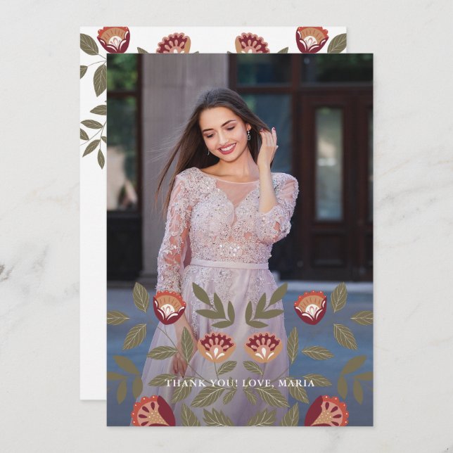 Invitation Belle Quinceanera Fiesta Merci Photo (Devant / Derrière)