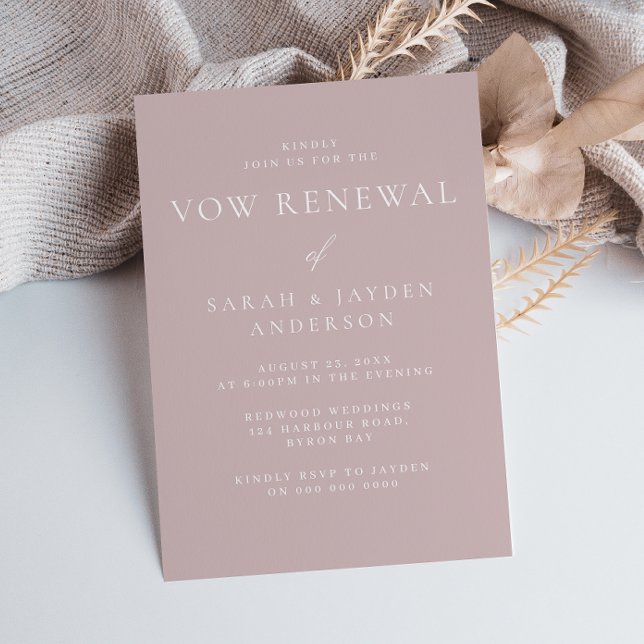 Invitation Belle rénovation de vœu moderne rose poussiéreuse  (Créateur téléchargé)