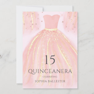 Invitation Belle robe de sirène rose pâle Quinceanera