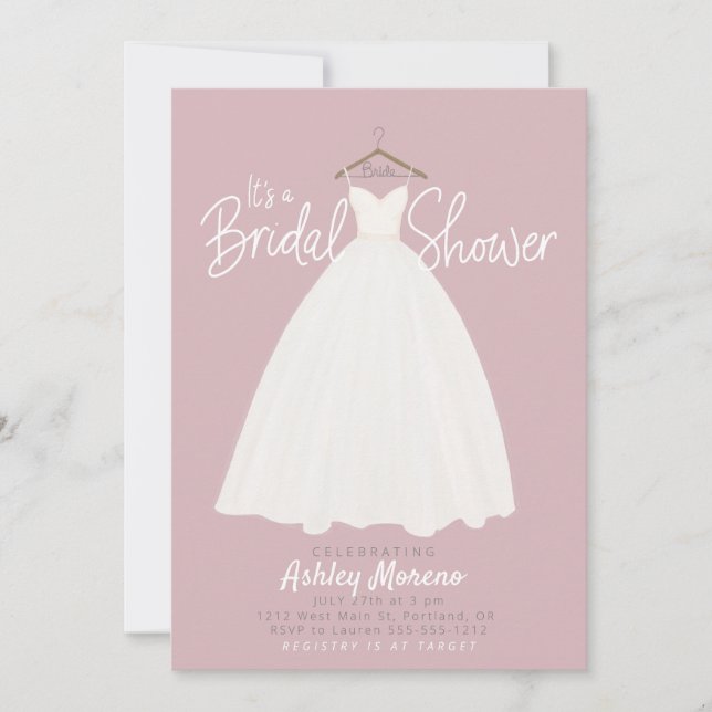 Invitation Belle robe Douche nuptiale couleur personnalisable (Devant)