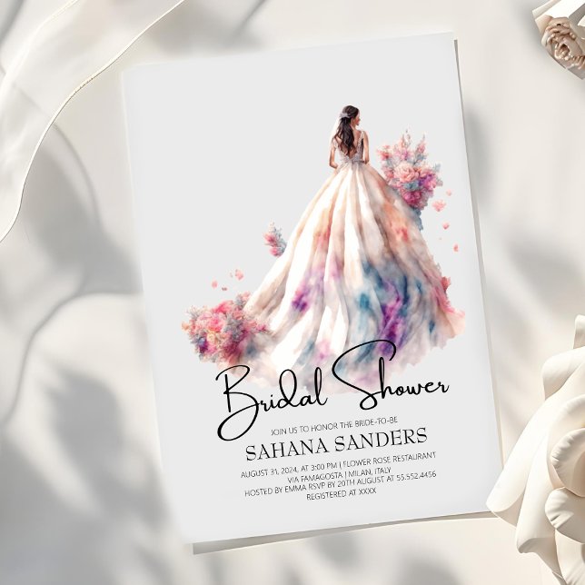 Invitation Belle robe rose Mariage  Fête des mariées (Créateur téléchargé)