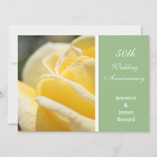 Invitation Belle rose jaune mariage anniversaire (Devant)