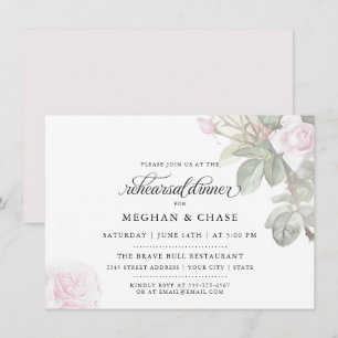 Invitation Belle rose peinte Roses BarefootBride™