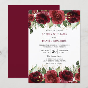 Invitation Belle Roses Rouges Romantique Mariage Floral
