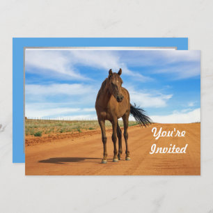 Invitation Belle route Brown Horse Photo Anniversaire