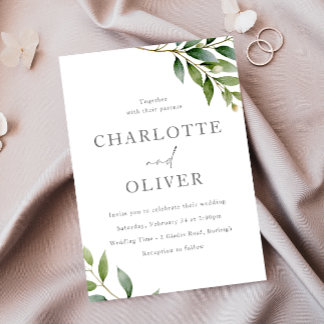 Invitation Belle Sage Green Feuille Mariage moderne