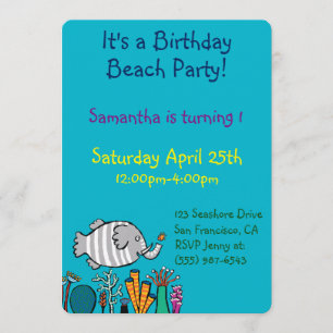 Invitation Belle scène de poisson éléphant avec corail