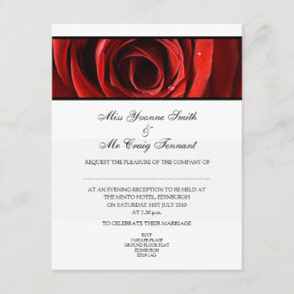 Invitation Belle Soirée Mariage Rose rouge - Blanc