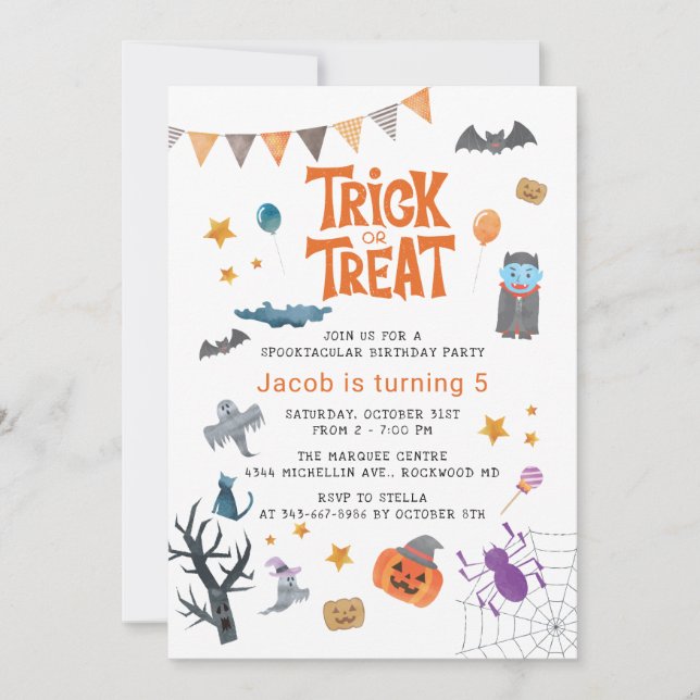 Invitation Belle Trick ou traiter Halloween 5e anniversaire f (Devant)