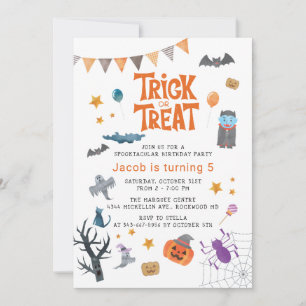 Invitation Belle Trick ou traiter Halloween 5e anniversaire f