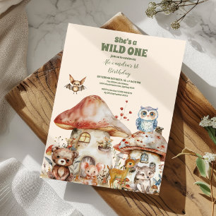 Invitation Belle verdure Bois Animaux 1er anniversaire Fête