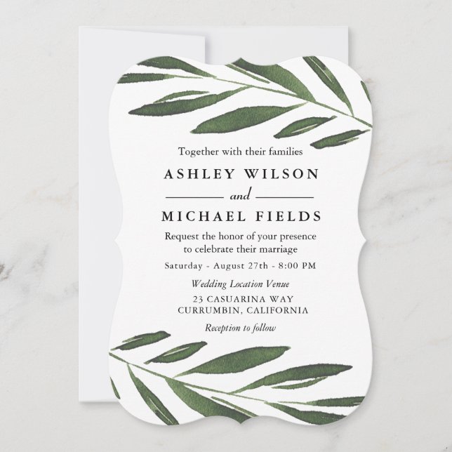 Invitation Belle verdure Fern Feuille Mariage moderne (Devant)