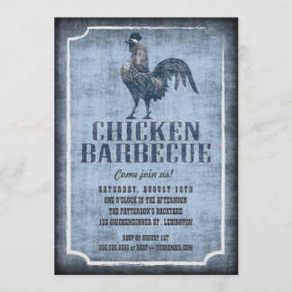 Invitation Belle vieille mode Poulet Barbecue Vieille Invitat
