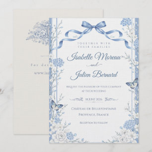 Invitation Bellefontaine – Linge de mariage bleu français