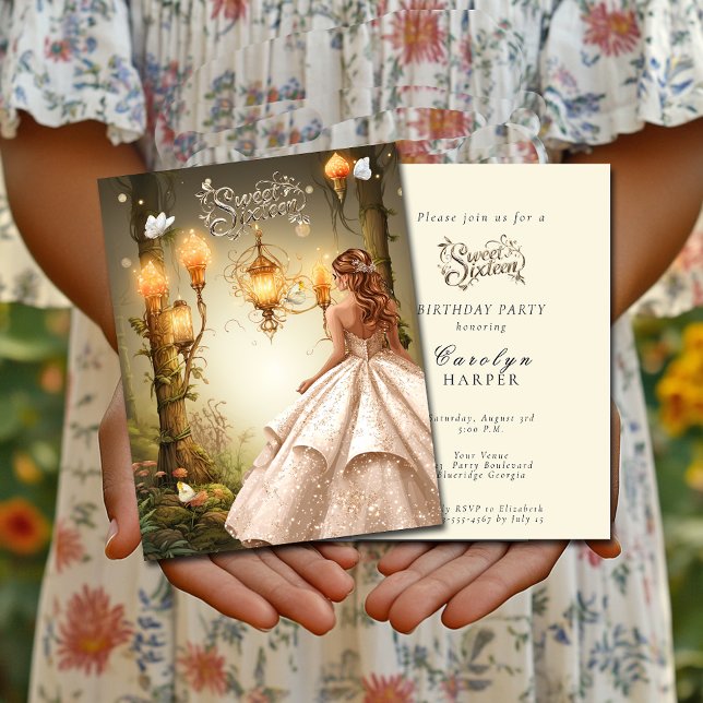 Invitation Belles Douze Ans Lumineuses Papillons (Créateur téléchargé)