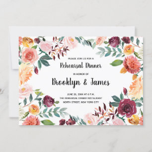 Invitation Belles fleurs d'automne Mariages de répétition Inv