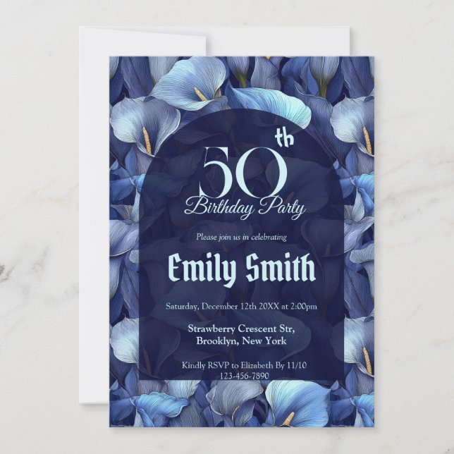 Invitation Belles fleurs de lys d'appel Femme Anniversaire (Devant)