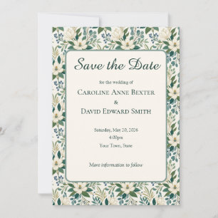 Invitation Belles fleurs et baies blanches modernes