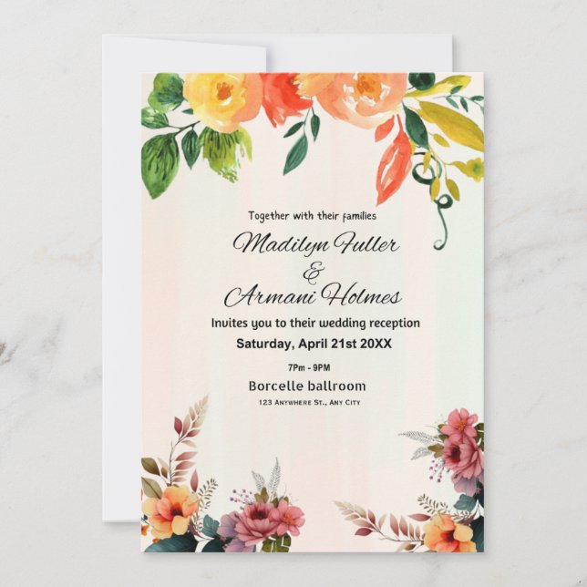 Invitation Belles Fleurs Sauvages Mariage  (Devant)