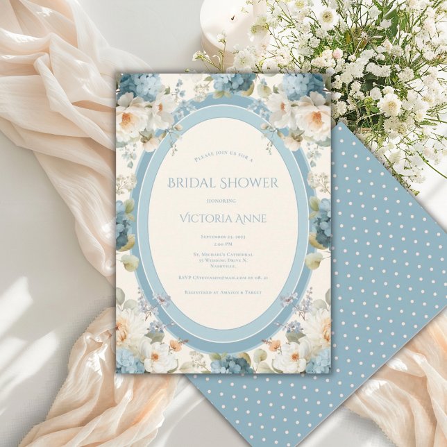 Invitation Belles Hydrangeas Bleues Floral Shower de Mariage (Créateur téléchargé)