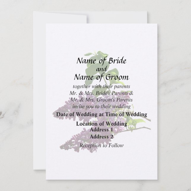 Invitation Belles Lilacs (Devant)