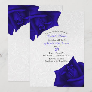 Invitation Belles Roses Bleues Texturées Noires Baby Shower d