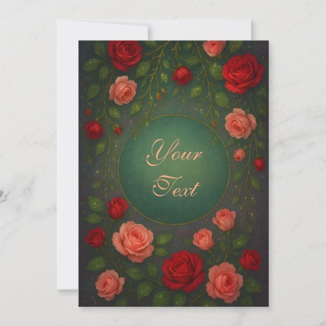 Invitation Belles Roses Romantiques Rouges et Roses (Devant)