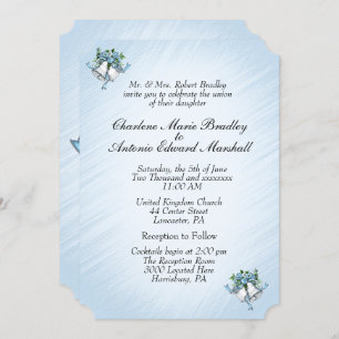 Invitation Bells Mariage bleu