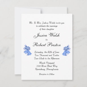 Invitation Bells Mariage bleu