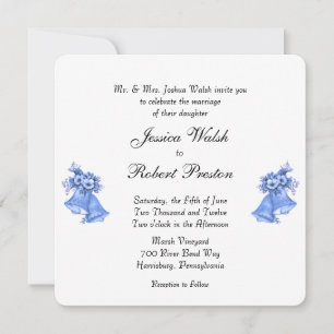 Invitation Bells Mariage bleu