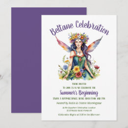 Invitation Beltane Summer Fairy Floral Sabbat Party