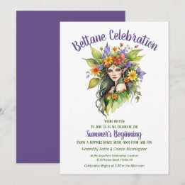 Invitation Beltane Summer Fairy Floral Sabbat Party