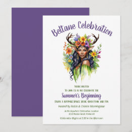 Invitation Beltane Summer Fairy Floral Sabbat Party