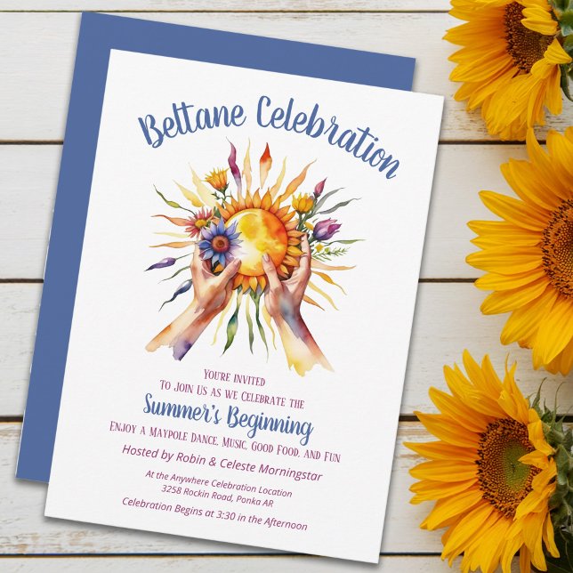 Invitation Beltane Summer Sun Floral Sabbat Party (Beltane Summer Sun Floral Sabbat Party Invitation by the Pagan Holidays shop)